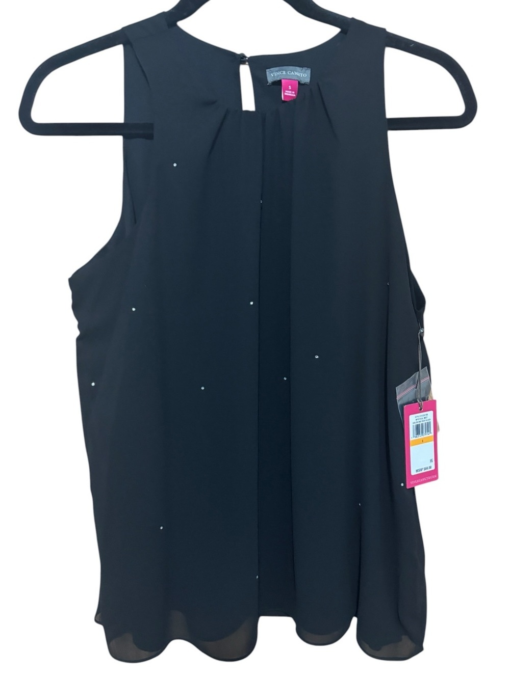Vince Camuto NWT Embellished Sleeveless Keyhole Blouse - Black (Size S)